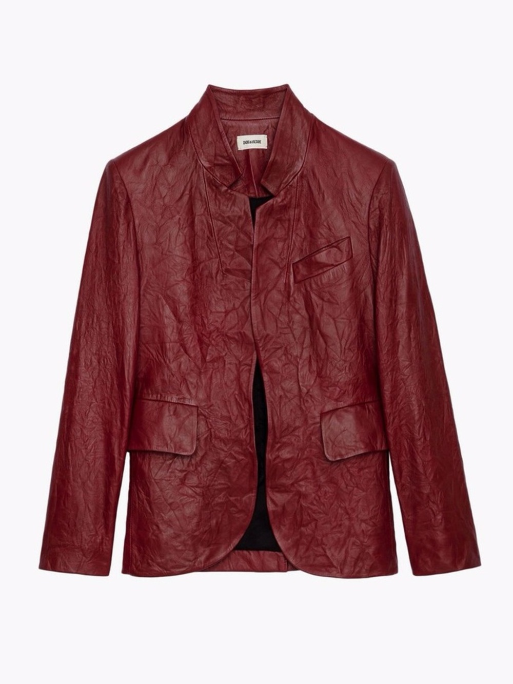 Zadig & Voltaire Burgundy Leather Jacket Wrinkle Finish